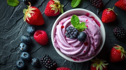 Wall Mural - The bowl of berry yogurt