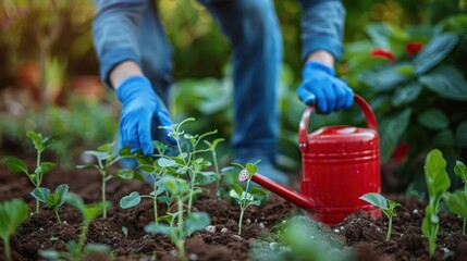 Poster - The gardener with watering can