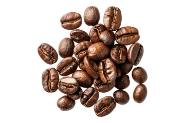 Roasted coffee beans isolated on transparent background