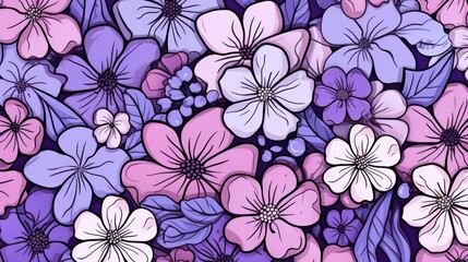 Doodle Flowers Theme Floral Botanical Garden Background Wallpaper, Social Media Banner, Design Packaging Clip Art Generative AI