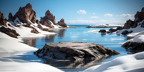 Poster - sea and snow landscape