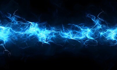 Wall Mural - abstract glowing blue plasma on black background,