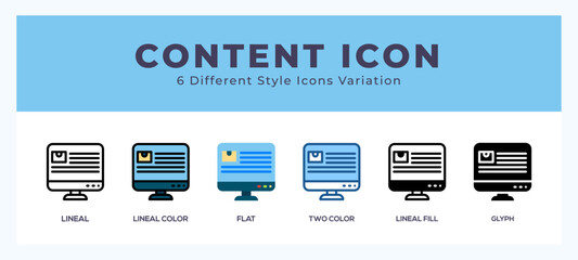 Content set of vector icon. For web. and mobile app