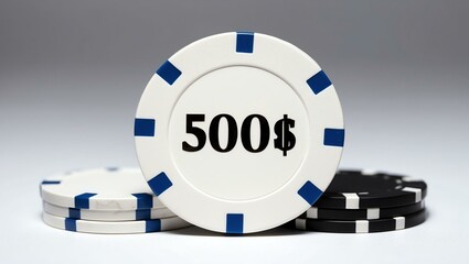 Wall Mural - create an image of a single white dollar poker chi background