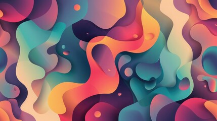 Wall Mural - Abstract pattern with colorful, irregular shapes and smooth gradients.