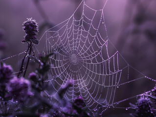 spider web with dew drops