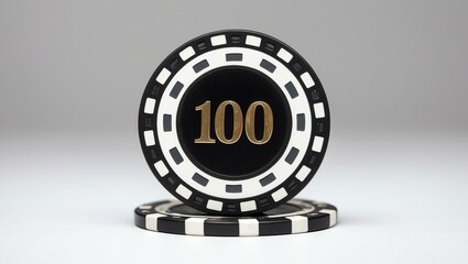 Wall Mural - create an image of a single black dollar poker chip background