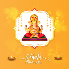 Illustration of happy Ganesh Chaturthi the festival of India , creative poster , banner , greetings design.