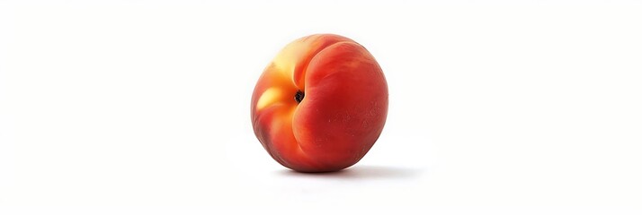 Wall Mural - Single Ripe Peach Fruit on a White Background Photo