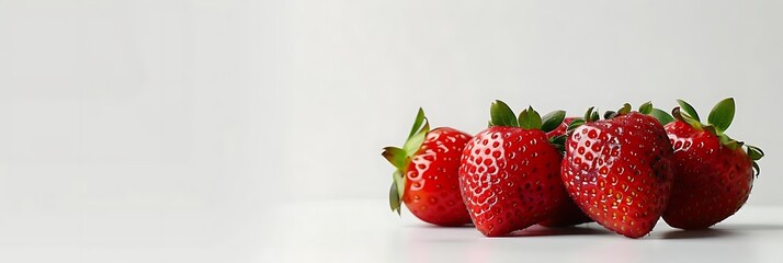 Wall Mural - Fresh Red Strawberries on White Background Photo