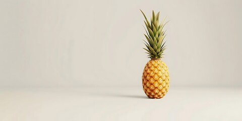 Wall Mural - Single Yellow Pineapple on White Background - Realistic Photo
