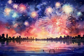 Canvas Print - Fireworks Material Structure Background - Generative AI