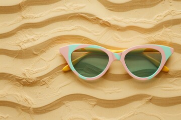 Wall Mural - Summer Sunglasses on Sandy Beach