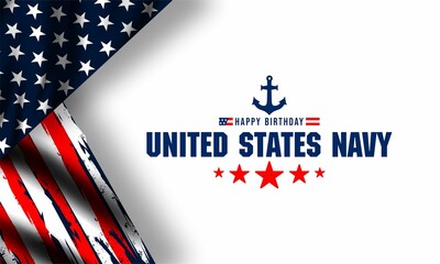 Sticker - U.S. navy birthday on october 13th  with U.S, flag, perfect for office, banner, company, landing page, background, social media wallpaper and greeting card.