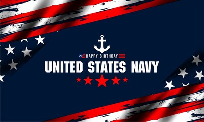 Wall Mural - U.S. navy birthday on october 13th  with U.S, flag, perfect for office, banner, company, landing page, background, social media wallpaper and greeting card.