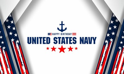 U.S. navy birthday on october 13th  with U.S, flag, perfect for office, banner, company, landing page, background, social media wallpaper and greeting card.