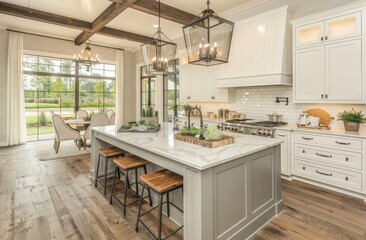 Modern Farmhouse Kitchen with Island and Natural Light