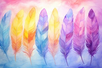 Wall Mural - Feathers Material Structure Background - Generative AI