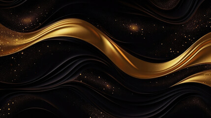 Wall Mural - Abstract luxury swirling black gold background. Quirky motion background. Gold waves abstract background texture. Print, painting, design, fashion., generative ai
