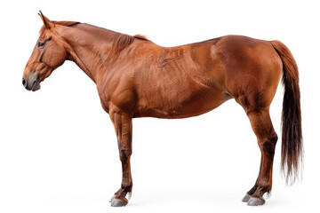 beautiful brown horse on white background