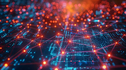 Wall Mural - ai-powered data analytics, showcasing a network of interconnected nodes processing vast amounts of d