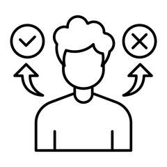 Wall Mural - Decision Making icon. a person with 2 choices. outline icon