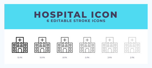 Wall Mural - Hospital line icon. Vector icon symbol. Logo illustration. Editable line icon.