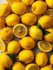 Wall Mural - A bunch of lemons are arranged on a table.