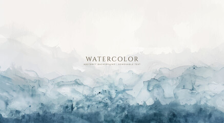 Wall Mural - Abstract horizontal watercolor background. Neutral light colored empty space background illustration