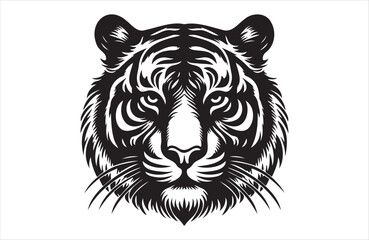 vector silhouette illustration of a tiger on white background