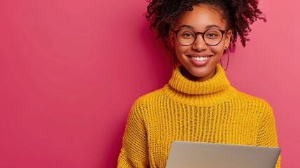 Wall Mural - The woman with laptop