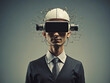© Digital Art Studio - Intelligent brain AI man wearing glasses VR, Generative ai