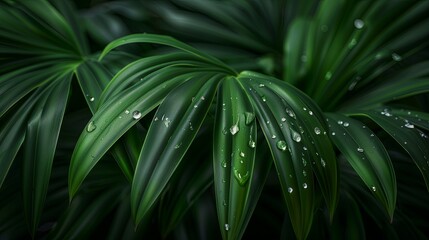 Wall Mural - Abstract natural floral Green tropical plant close-up background