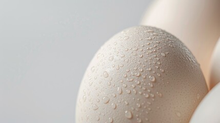 Wall Mural - A chicken egg isolated on a white background viewed up close
