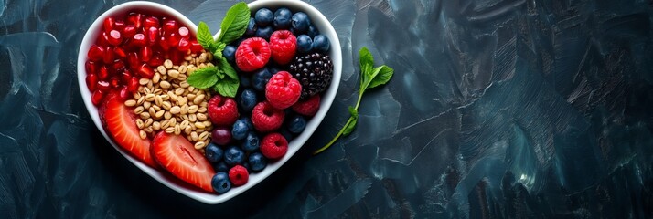 A vibrant bowl of mixed berries and cereals, emphasizing health and nutrition.
