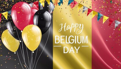 Belgium National Day Poster Design. Belgian holiday 21st of July design with distressed flag