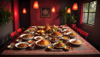 Wall Mural - delicious rice indonesian food herbs and spices 10