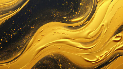 Wall Mural - Abstract luxury swirling gold background. Quirky motion background. Gold liquid splashes. Gold waves abstract background texture. Print, painting, design, fashion., generative ai