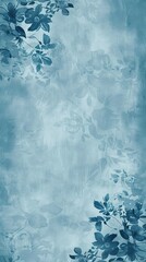 Sticker - Elegant blue floral pattern overlaid on a textured background for an artistic and decorative design concept