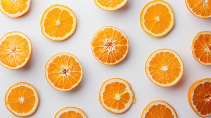 Wall Mural - Sweet mandarin slices on a white backdrop