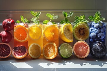 Wall Mural - summer fruits ice drink professional photography