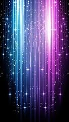 Canvas Print - A visually captivating image of vertical pink and blue light streaks with sparkling stars, meant to illustrate speed or energy