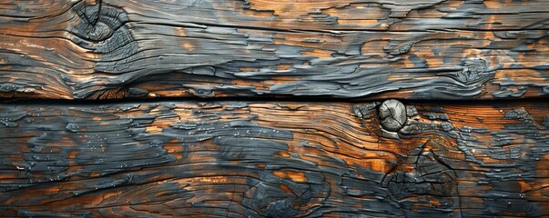 Canvas Print - A rough and weathered wooden surface, its grooves and grain telling the story of years of use.