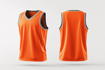 Wall Mural - orange color basketball jersey template for team club, jersey sport, front and back, sleeveless tank top shirt
