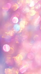 Canvas Print - Vibrant background with an abstract pattern of defocused bokeh light circles in a blend of pink and blue hues