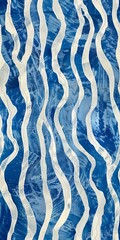 Canvas Print - Elegant blue textural background with rippling white patterns resembling waves or fluid motion