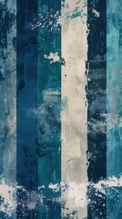 Canvas Print - Artwork with vertical grunge-style stripes in various shades of blue, reflecting themes of urban decay or abstract expressionism