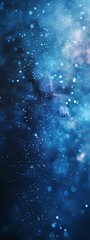 Poster - Sparkling blue bokeh particles create a dreamy and magical abstract background, resembling a starry night sky