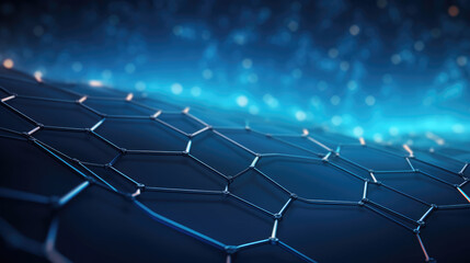 Wall Mural - Abstract futuristic technology background. nanotechnology graphene molecule. Virtual cyberspace technology background. wide panoramic banner., generative ai