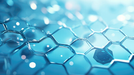 Wall Mural - Abstract science nanotechnology background. wide panoramic banner., generative ai